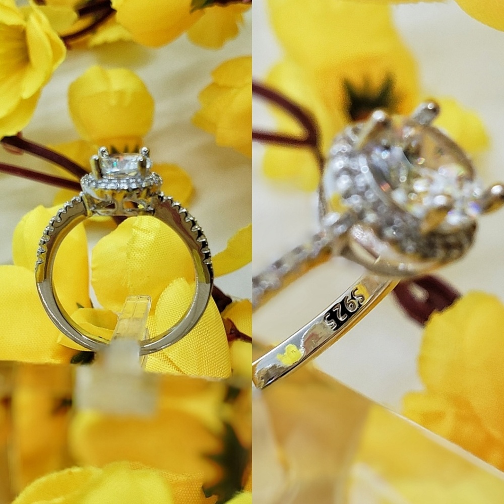 ROUND STONE LUXURY STERLING SILVER RING - Picture 6 of 8